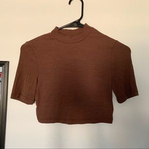 Brown mock neck crop top